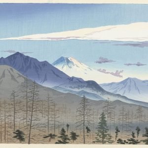 View of Mount Fuji from Kiyosato Station in Nagano Tomikichiro Tokuriki Woodblock Prints