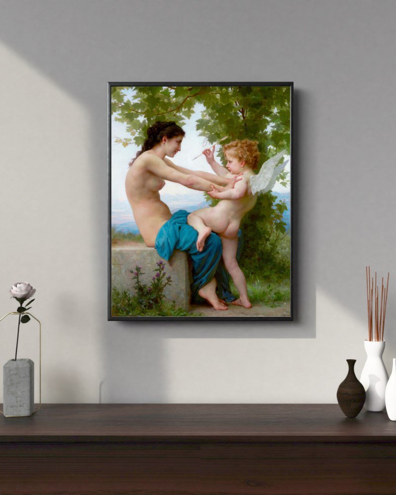 Young Girl Defending Herself Against Eros canvas Print