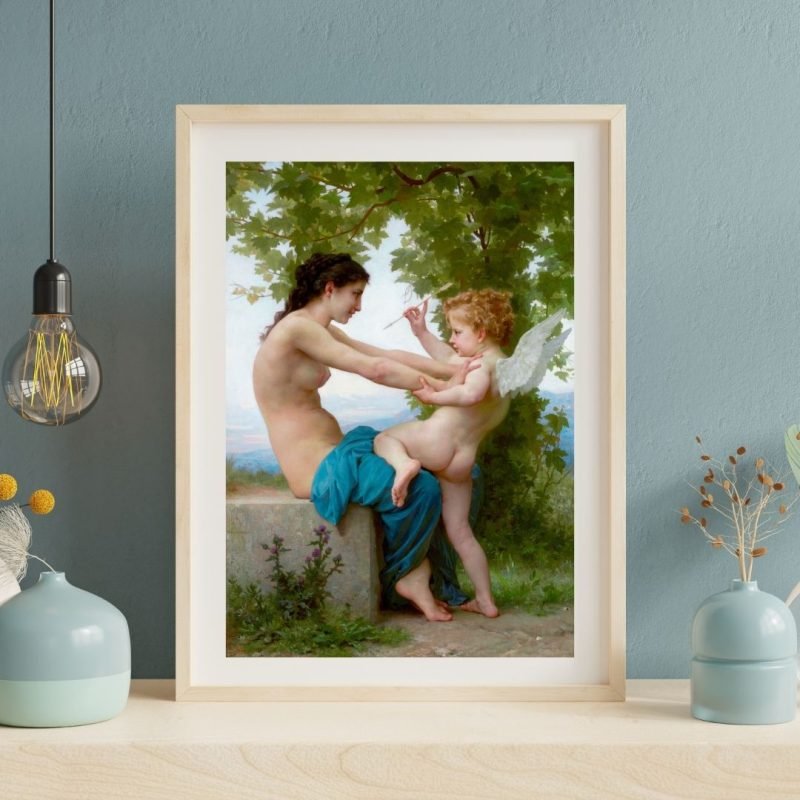 Young Girl Defending Herself Against Eros poster Print