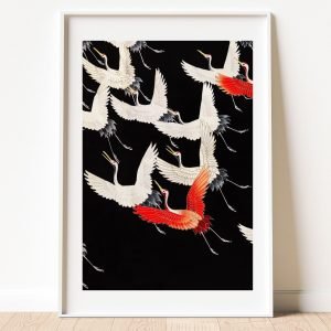 Furisode with a Myriad of Flying Cranes Japanse Art print